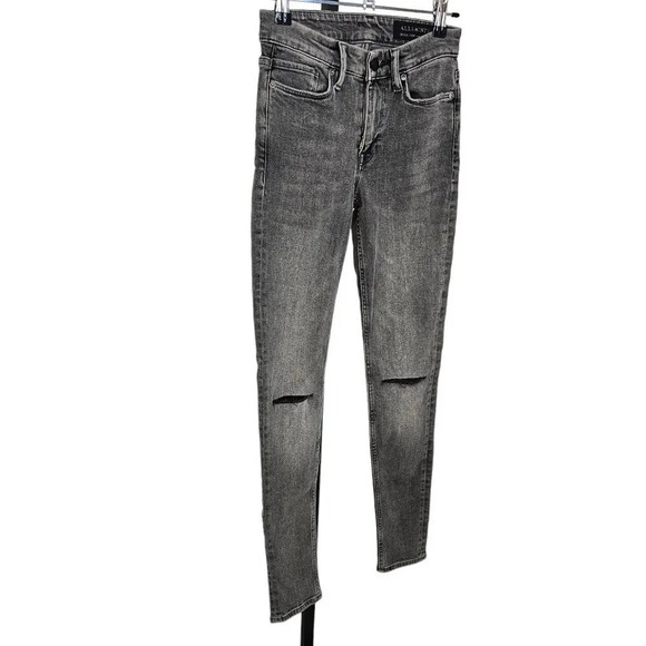 All Saints Womens Grace Slashed  Skinny Jeans Gray Wash Size 24 - Picture 7 of 10
